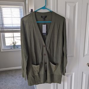 Banana Republic Merino Long Cardigan in olive green, size XS, NWT